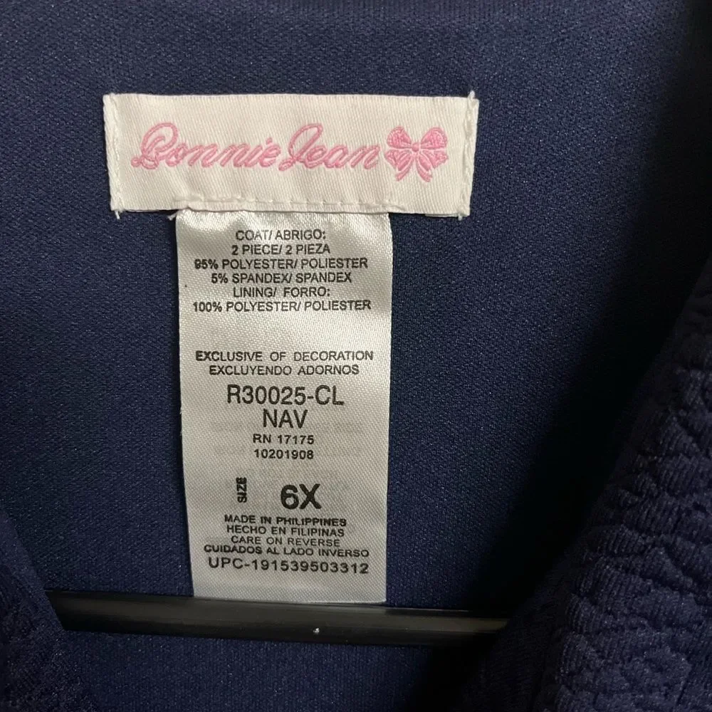 Bonnie Jean Navy Blue Poplin Coat Swing Dress Coat Sz 6